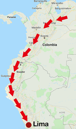 ruta de venezuela a peru